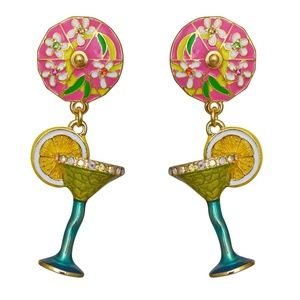 Ritzy Couture Margarita Pool Party Cocktail Dangle Earrings (Goldtone)